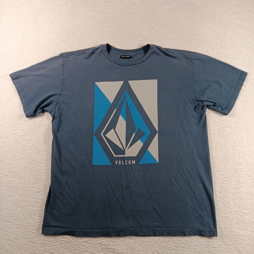 Vintage Volcom Shirt Mens XL Blue Crewneck Stone Graphic Skate Surf Y2K